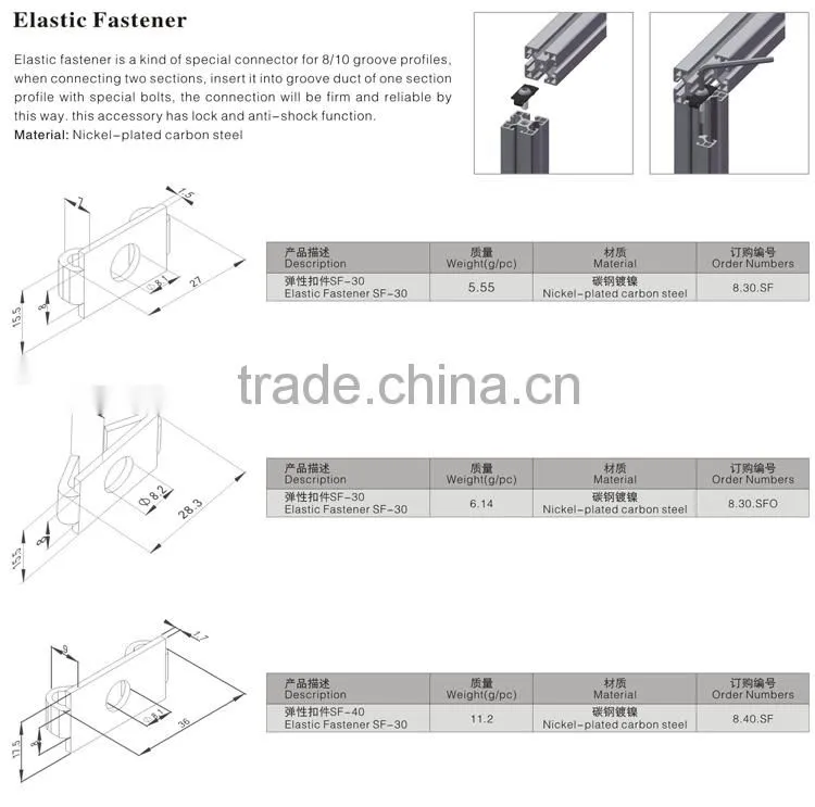 Jinli Wenzhou Factory Price High Quality Aluminum Profile Assembly Accessories Elastic Fasteners 4040