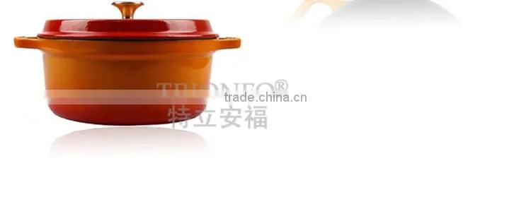 Trionfo orange pot pre-seasoned cast iron cookware enamelled casserole