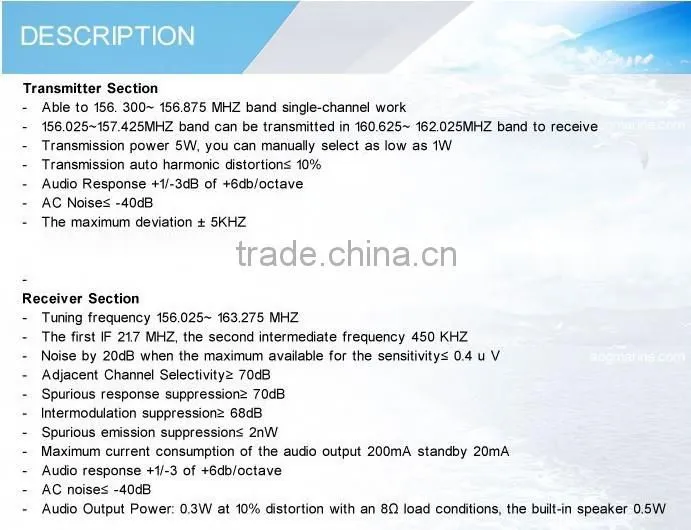 manufacture Marine HX1500 handheld vhf radios