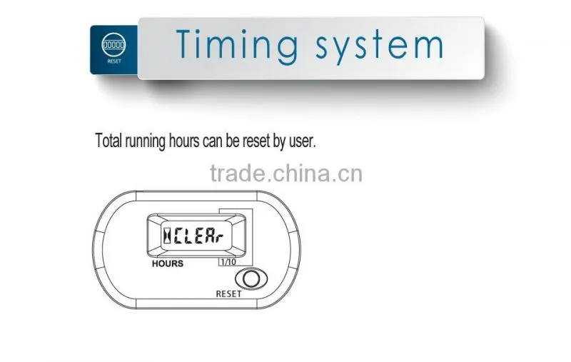 Resettable LCD gasoline inductive hour meter for Trencher motocross ATV lawn Mower transfer pump