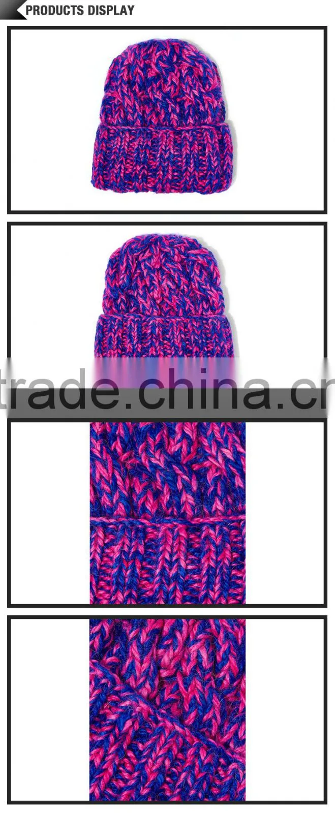Wholesale pictures of crochet knit caps custom stripe knitted winter cap