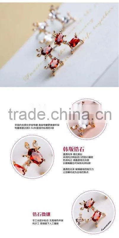 Hot pink earring white zircon earring crystal deer earring