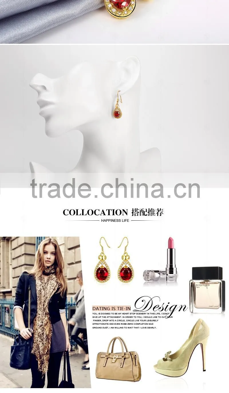 white gold plated ruby tack shape earring