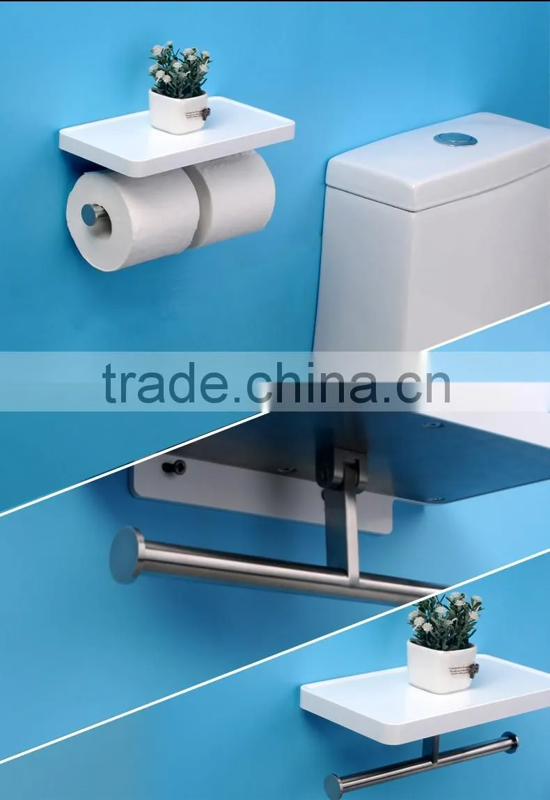 Bathroom accessory double roll toilet paper holder with shelf