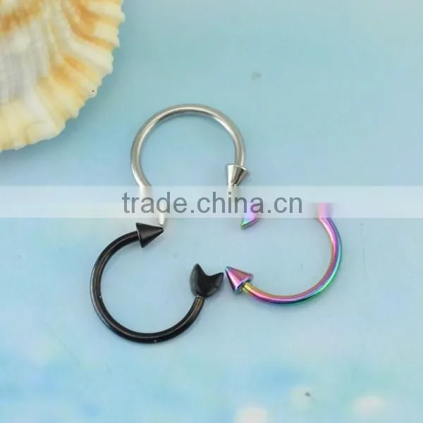 Forever Fashion Stainless Steel Horseshoe Circular Rainbow Nose Rings