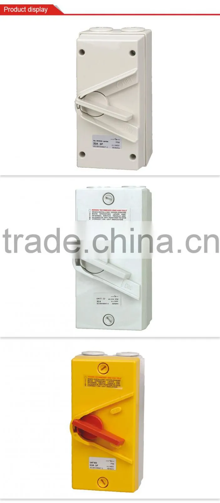 IP66 Wall Mount 63A isolate switch/disconnect switch 2P