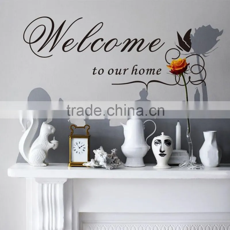 Welcome to our home Quote Removable Vinyl Decal Decals Wall Sticker Stickers Home Decor DIY Butterfly