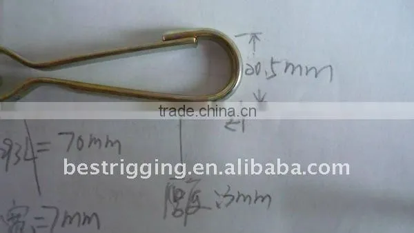 High Quality 4293w Yellow Zinc Plated Steel Spring hook