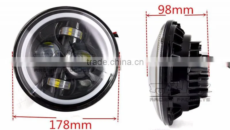 BJ-HL-013 New arrival Jeep wrangler LED light 7" with yellow halo ring for Harley motorcycle LED headlight