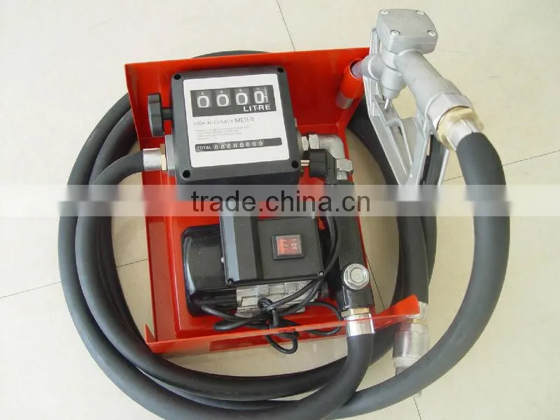 Electric oil pump unit with flow meter and nozzle