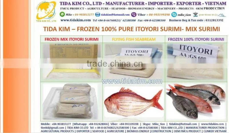 ITOYORI SURIMI MIXED KINTOKIDAI TIDA KIM FRESH FROZEN LOBSTER SHRIMP FISH WHOLE BABY OCTOPUS SURIMI VIETNAM MANUFACTURER ALIVE