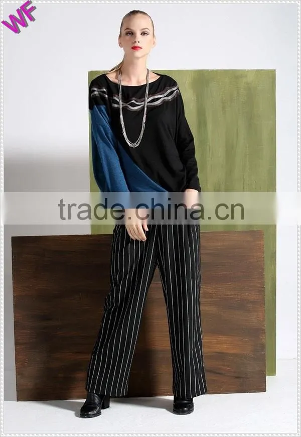 Top fashion Batwing sleeve Knitted woman model simple blouse