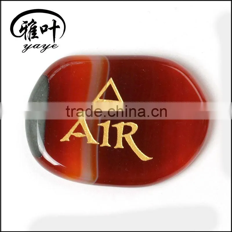 Wholesale engraved triangle symbol natural carnelian palm stone set