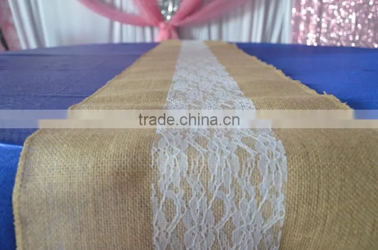 Cheap wedding lace and burlap table runner