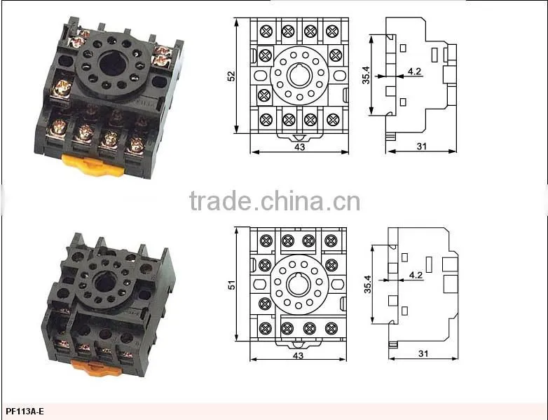 PF113A General Purpose 11 Pin Round Type 300VAC 12A Plug-in Electric Plastic Relay Socket with CE