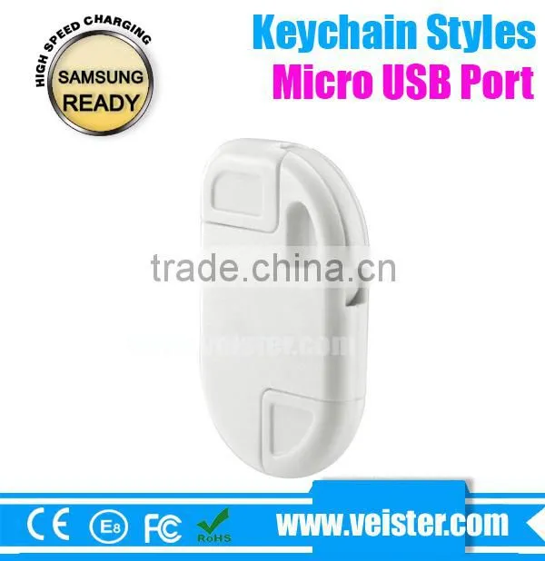 Portable mini USB data cable with keychain for Samsung