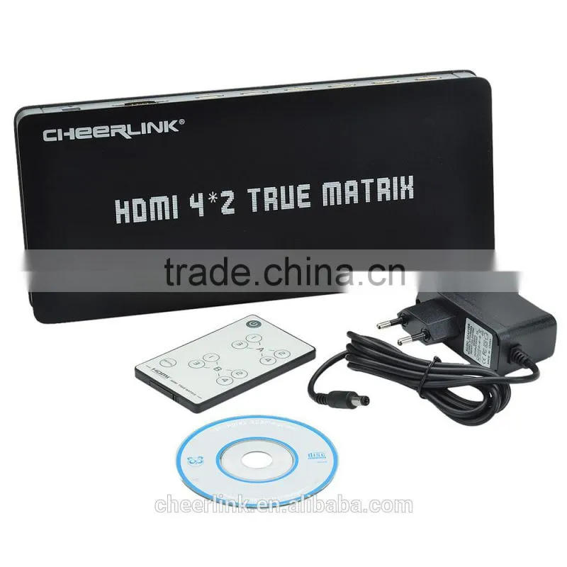 HDMI Matrix 4-In 2-Out Full HD 1080P HDMI V1.3 w/ IR Remote Control - Black