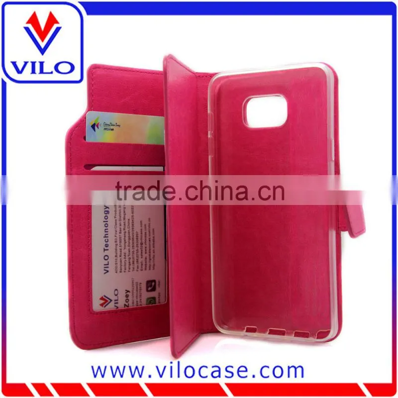 Cheapest many card holders wallet leather case for samsung Galaxy Note 5