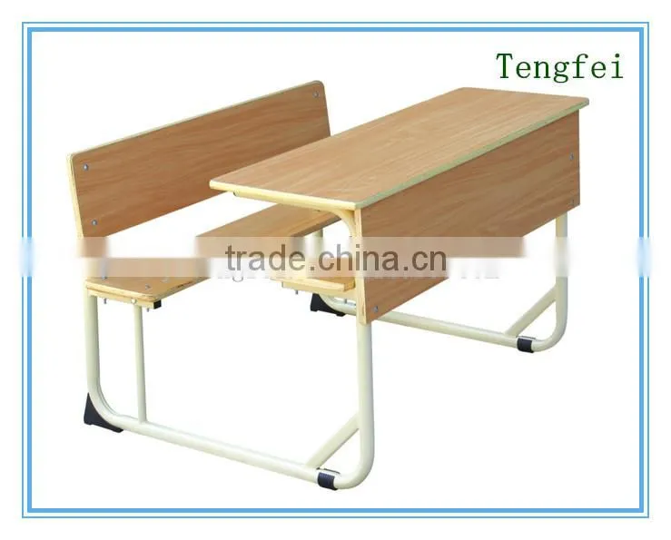 Double Desk and Chair for school furniture, Antique School Desk and Bench Set for College