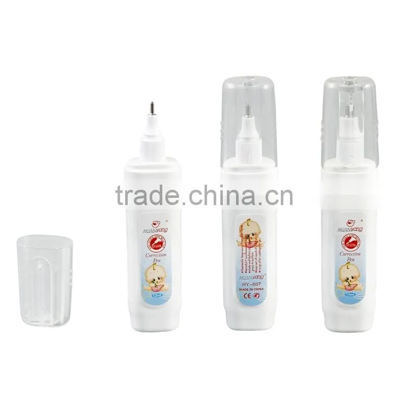 New design white Corrector liquid Metal tip Correction fluid(HY-607) in blister card 12ml