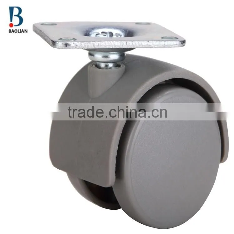 2015 discount low profile 1.5-inch grey heavy-duty nylon plastic plate double swivel casters for suitcase