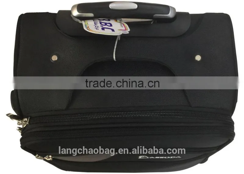 2015 EVA Fabric Material Black Most Popular Built-in 2 Wheels Luggage