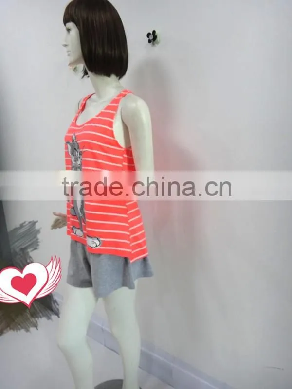 Lovely Tom cat stripe sleeveless pajamas woman