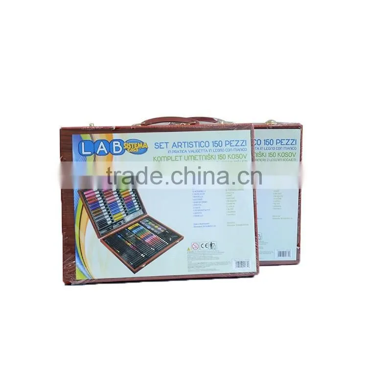 wooden box art set coloring set for 150pcs