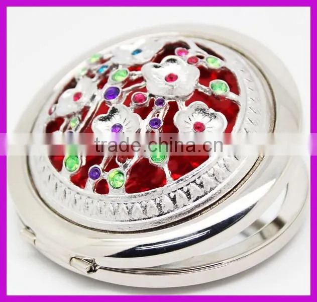 Factory customized rhinestone crystal bling compact mirror