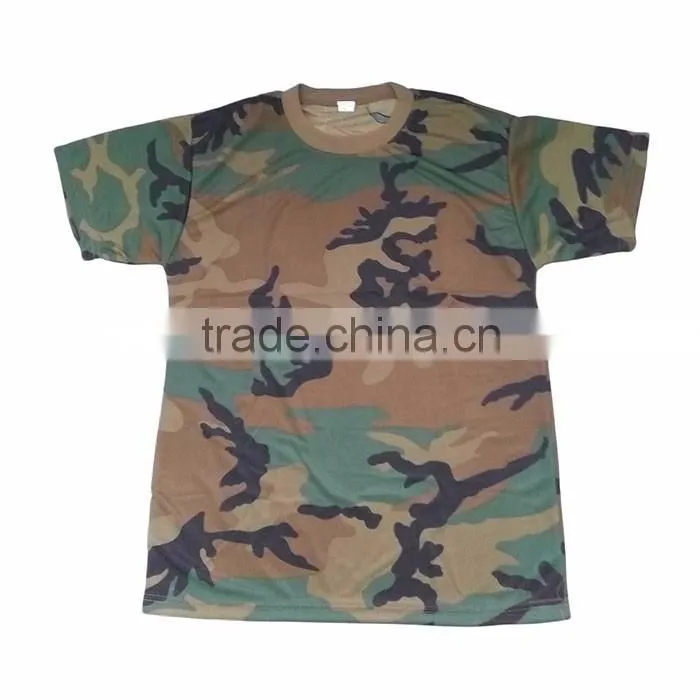 Military woodland camouflage polyester t shirt