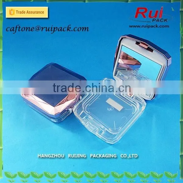 Mini cute compact powder cases with mirror, fashion golden empty cosmetic makeup compact powder case