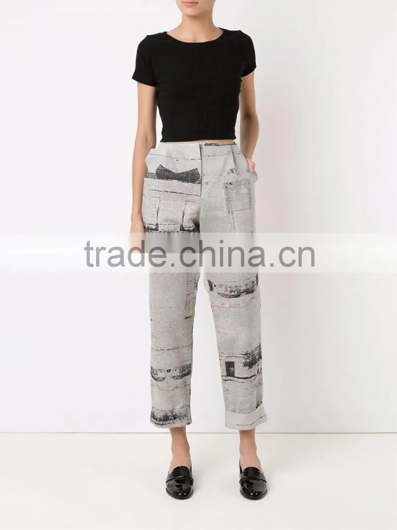 Fashion new style lady pants waisted cropped pants