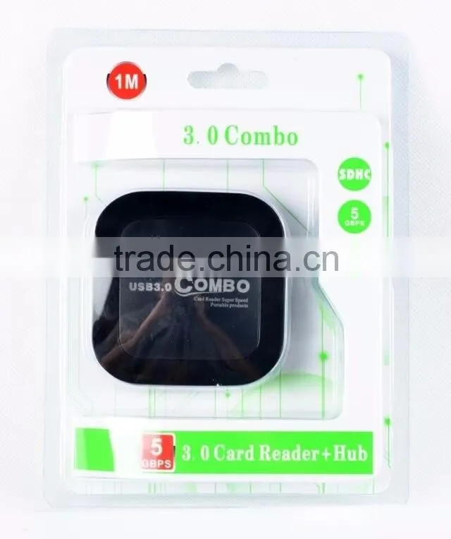 USB 3.0 combo usb hub with led display multi-functional card reader