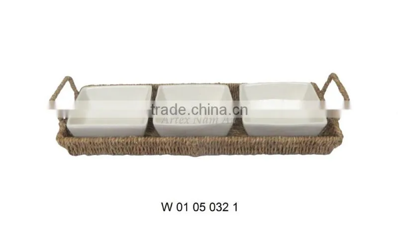Square Seagrass Tray for Serving Tea