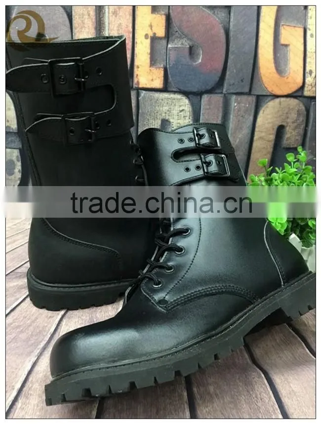 Genuine leather military combat tactical boots man black
