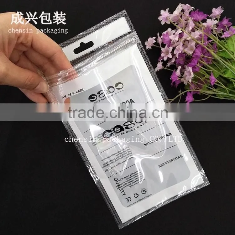 white printing plastic packaging for leather case/phone case packaging bag within zipper/rotogravure printing packaging