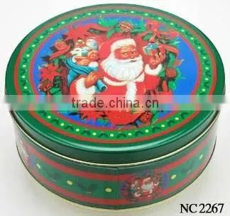 christmas cookie tin box, round tin can set for Christmas