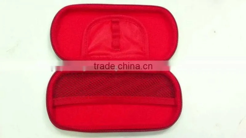 2016OEM easy carrying small PU earphone accessory waterproof EVA earphone case / bag / box with mesh pocket