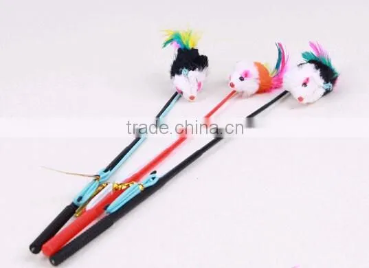 Useful Pet Puppy Cat Funny Flexible Feather Teaser Bell Sound Rod Stick Play Toy