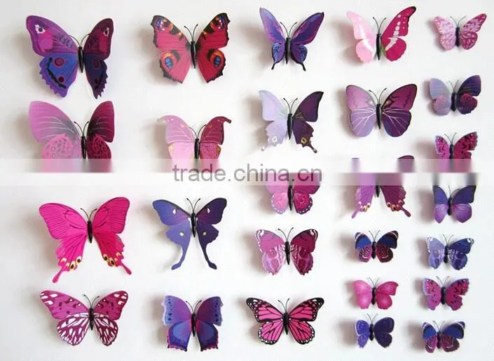 12pcs 3D PVC Butterflies DIY Butterfly Art Decal Home Decor Wall Mural Stickers