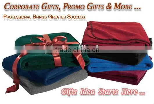 100%Polyester Solid Color Polar Fleece Travel Blanket with Drawstring Bag