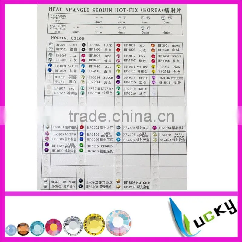 2014 NEW design fashion hot fix hologram spangle sequin gold 3mm middle hole