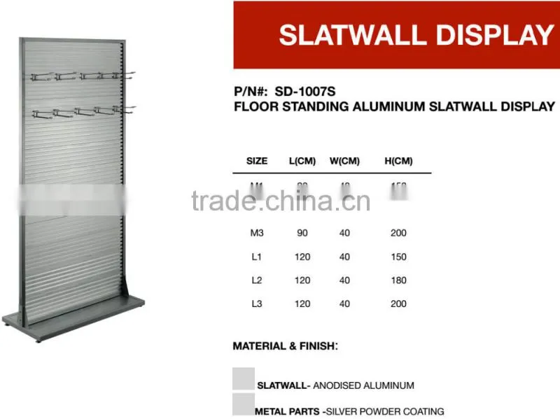 High Quality Floor Standing Display Aluminum Slatwall Display