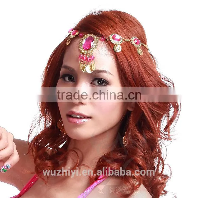 Jewelry head chain, belly dance accessory in practice/performance wear(T08)