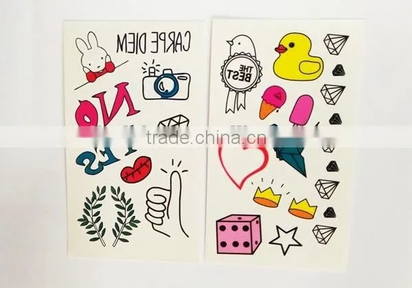 custom small size cute cartoon tattoo waterproof tattoo sticker