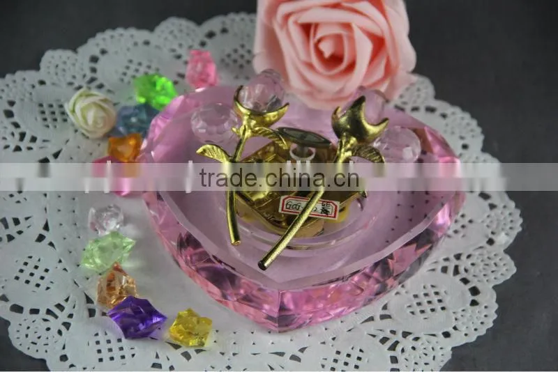 Heart Shaped Pink Crystal Music Box For Wedding Gift
