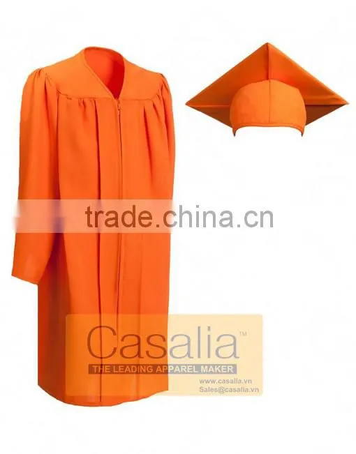 Wholesale Best quality Adult Matte Orange Graduation Gowns and Caps For School