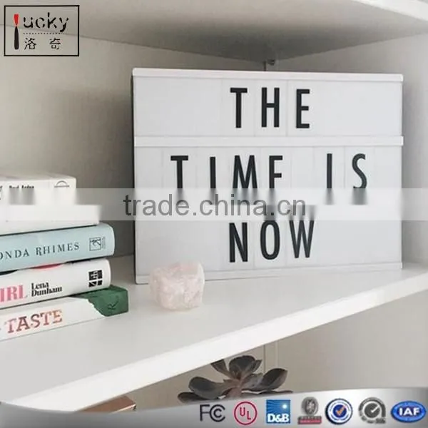 Modern A4 Led Lightbox Three Line Cinema Light Box Acrylic AA Battery Powered USB Cable+ 85 Letters Numbers DIY Home Art Decor