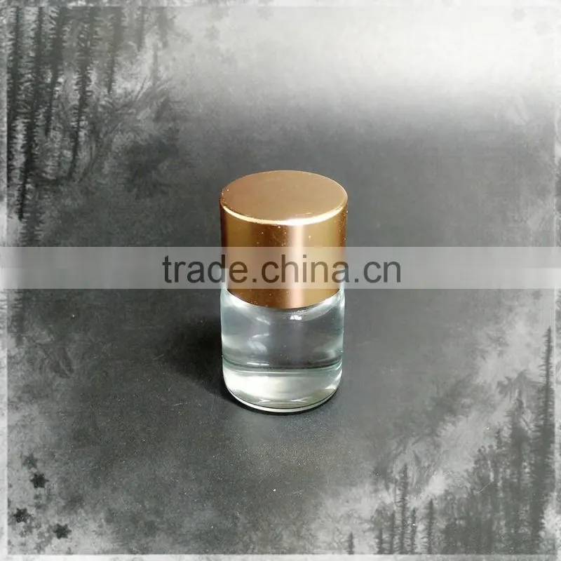 5ml,10ml,15ml clear tube glass perfume bottle for e-liquid for e juice with 18mm neck size shiny gold metal aluminum screw cap