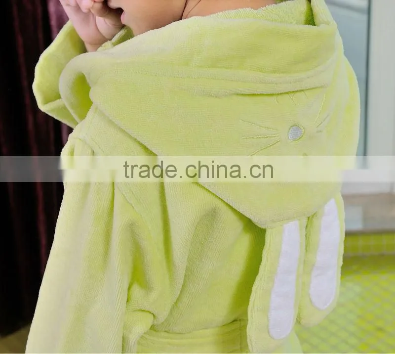 wholesale satin robe microfiber funny kids bathrobe with hooded